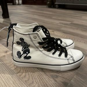 Disney Mickey Paisley Canvas Hi-Top Shoes White
